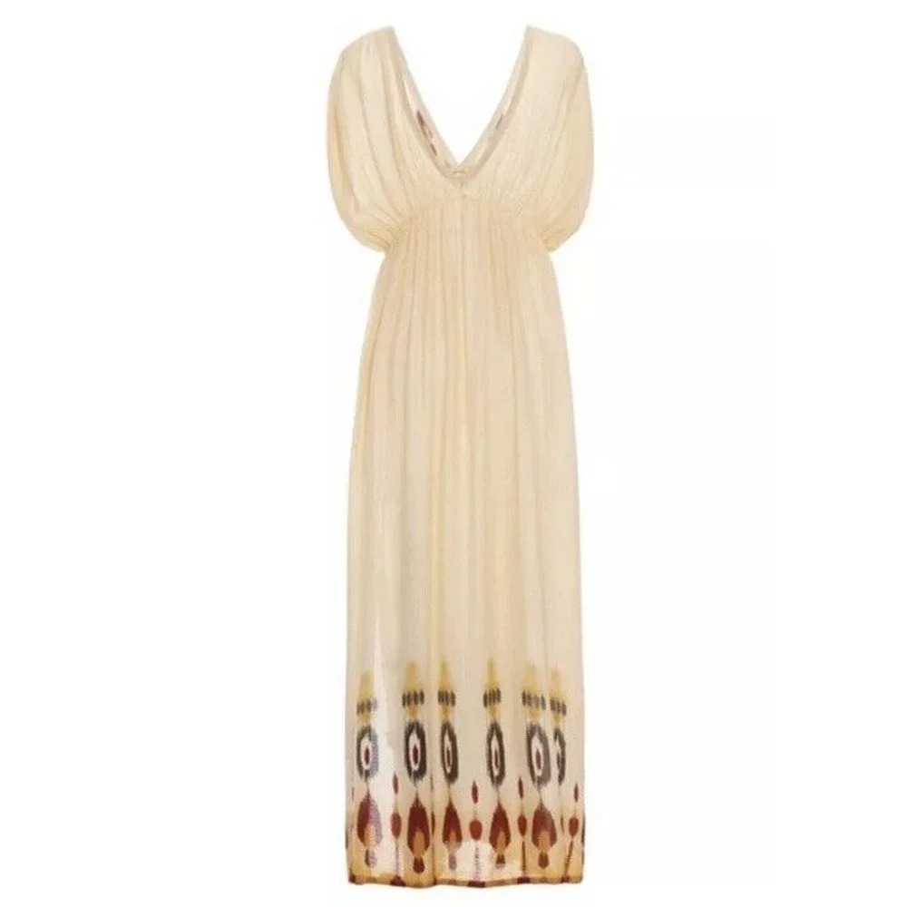 NWT Agua Bendita Lyra leva ivory one size dress rayon cream orange - Picture 4 of 13